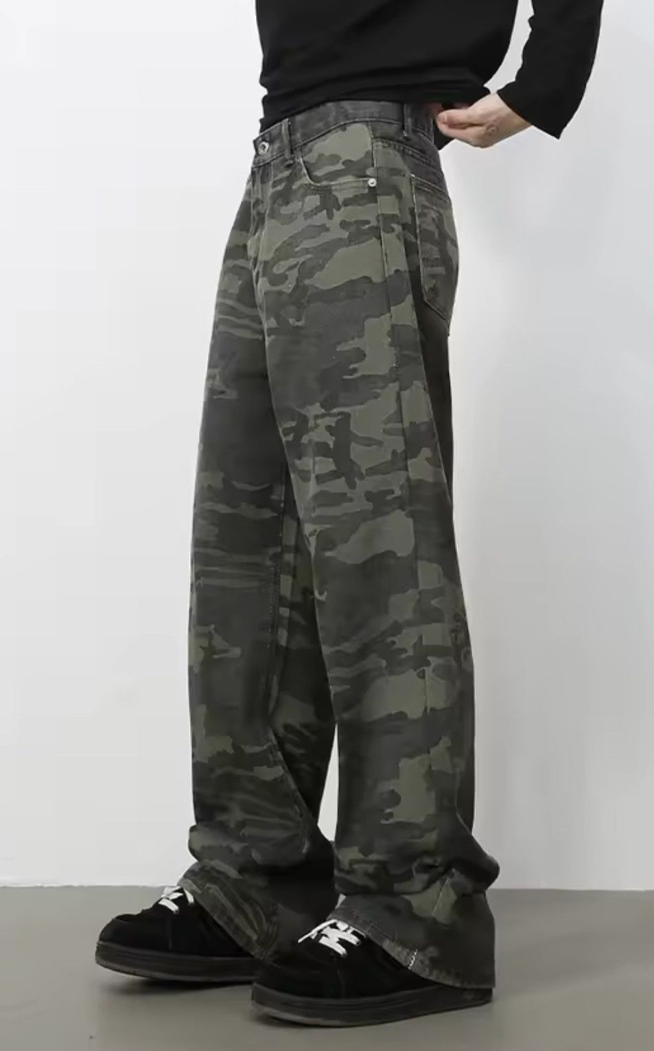 Japanese Brand Camo Denim Pants - Wide Leg Tactical Streetwear Trousers Size US 29 - 2 Thumbnail