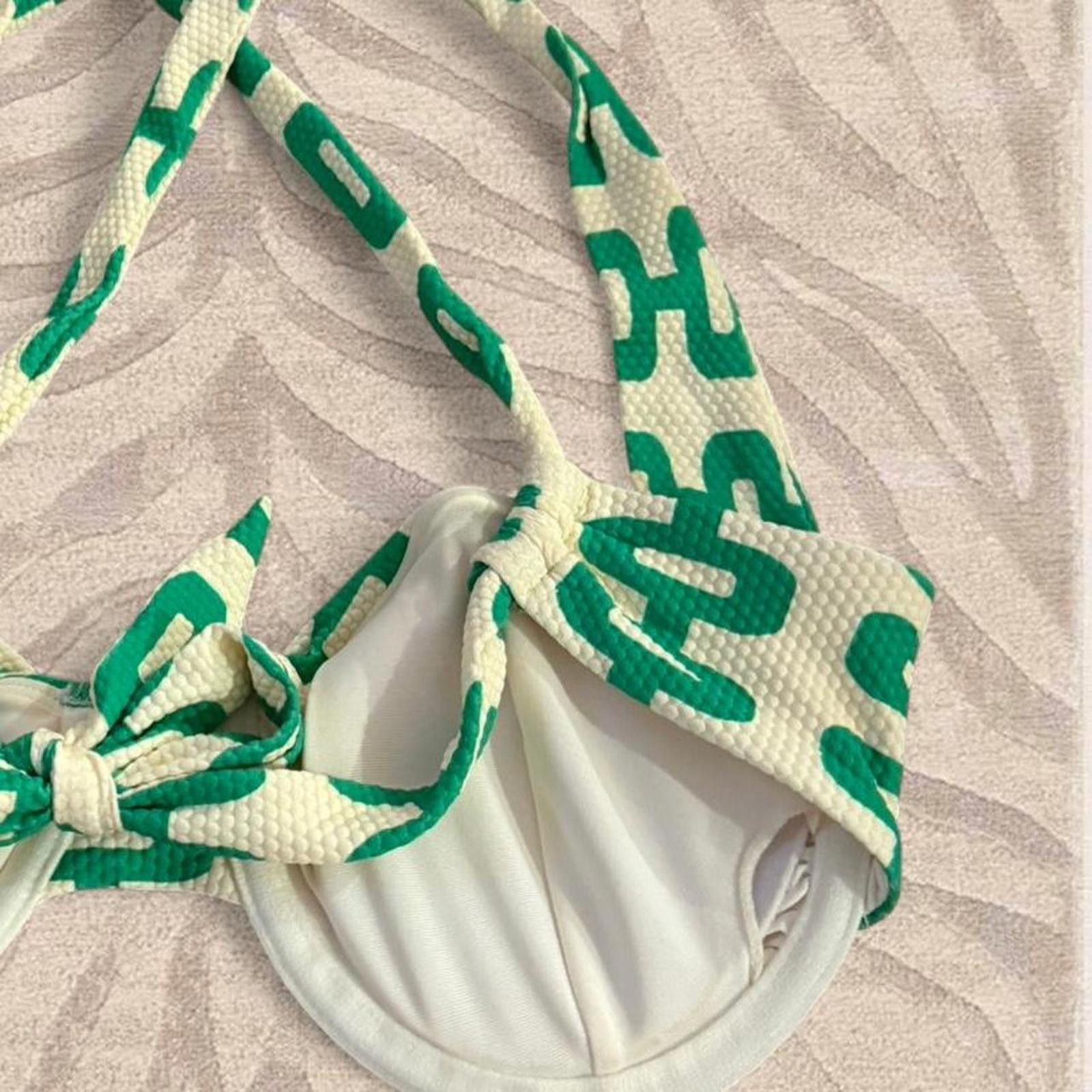 Other Gianni Bini green + white textured bikini top Size ONE SIZE - 4 Thumbnail