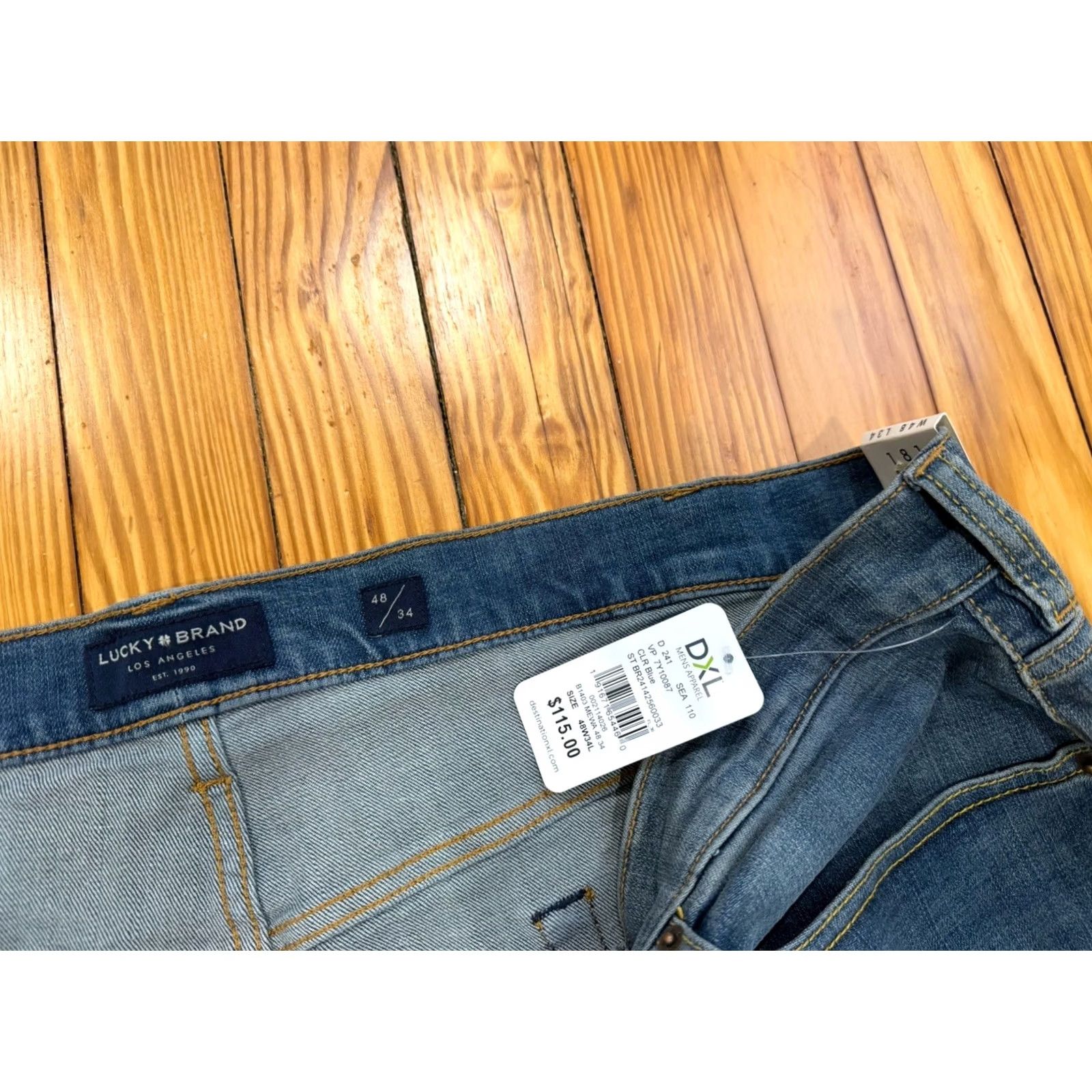 Lucky Brand Lucky Brand Jeans Mens 48x34 Blue Relaxed Straight Leg 181 Dark Denim Logo Pockets NWT Size US 32 / EU 48 - 3 Thumbnail