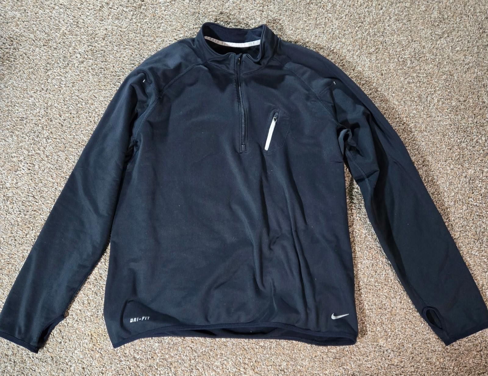 Nike nike dri fit 1/4 zip L Zip Pocket Thumb Holes Dark Blue Gray Size ONE SIZE - 1 Thumbnail