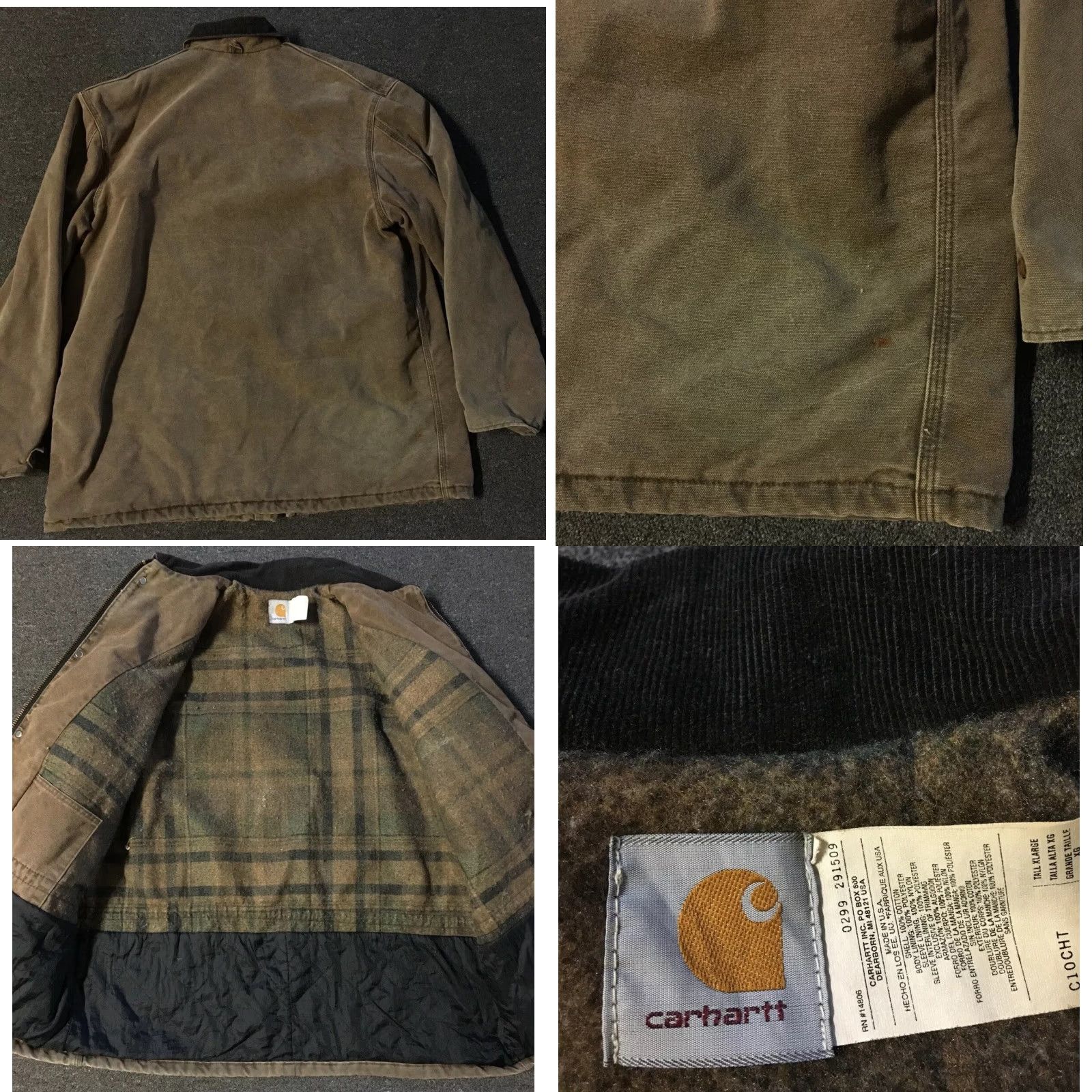 Carhartt VINTAGE Carhartt SRP Worker Faded Distress Flannel Jacket XL Tall Brown USA Men XLT Motorcycle Biker Grunge 90s Jacket Size US XL / EU 56 / 4 - 8 Thumbnail