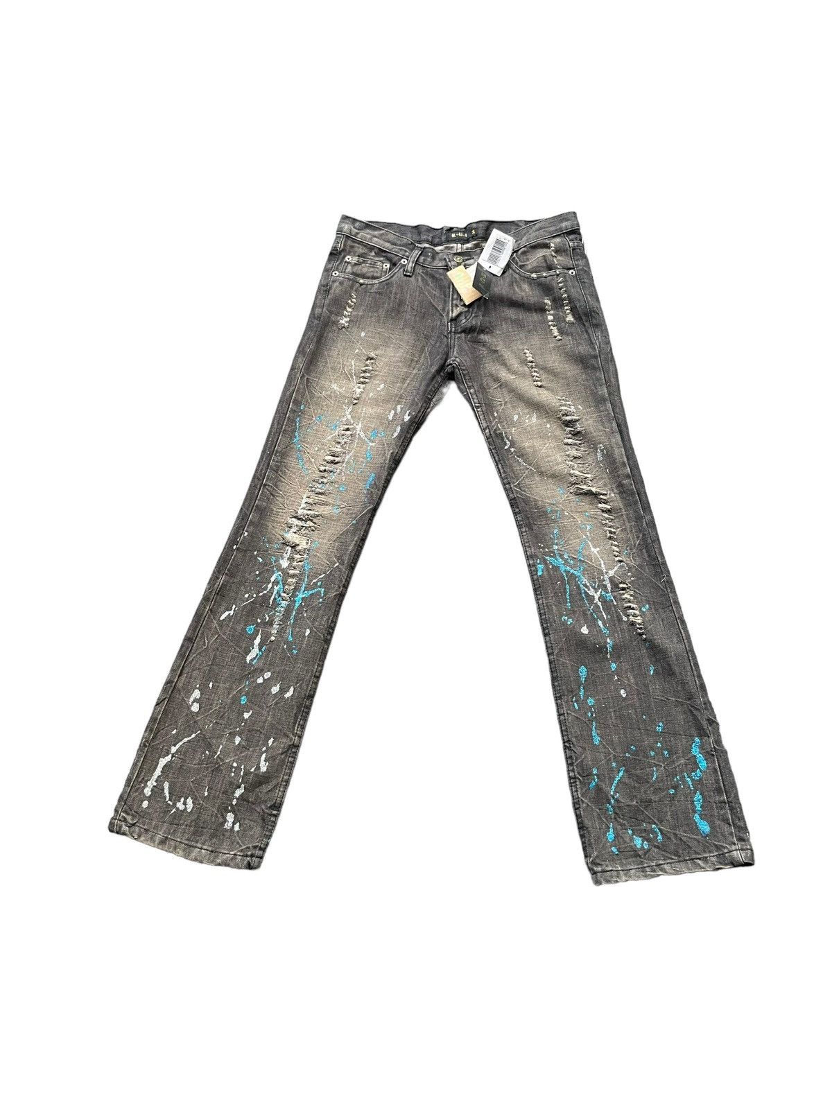 Japanese Brand K.U.I Flare Distresed Paint Denim Size US 34 / EU 50 - 1 Thumbnail