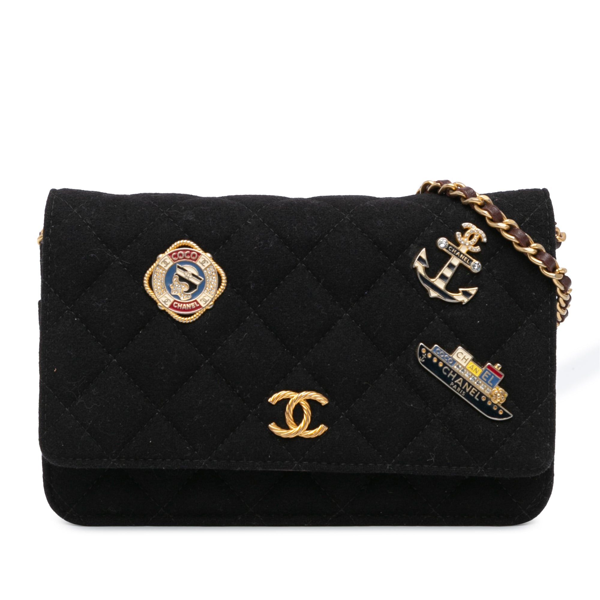 Chanel Chanel Paris Hamburg Quilted Wool Charms Wallet On Chain Black Size ONE SIZE - 1 Thumbnail