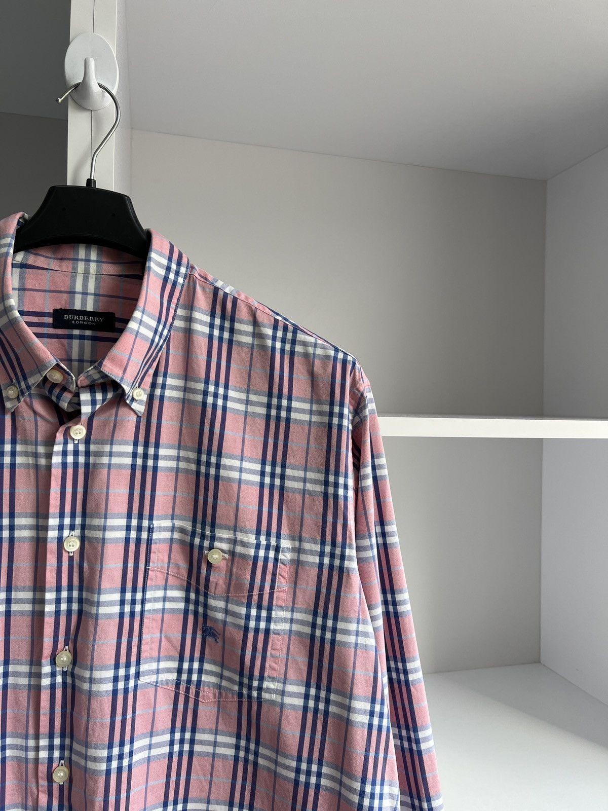 Burberry × Vintage VintageBurberry Check Button-Down Shirt Pink Checked Size US L / EU 52-54 / 3 - 4 Thumbnail