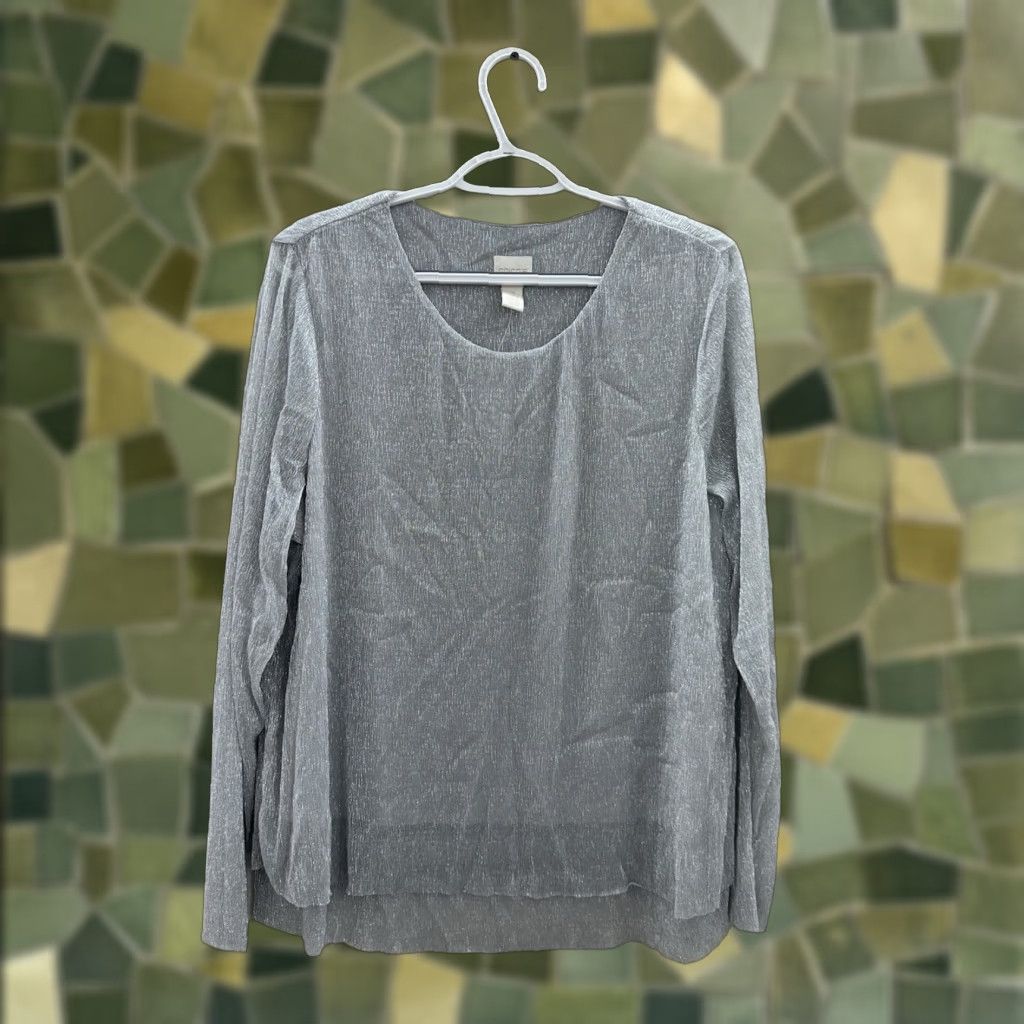 Vintage Chicos Shirt Womens Size 3 Gray Metallic Ultimate Layer Long Sleeve Seagull NWTS Size XS / US 0-2 / IT 36-38 - 1 Thumbnail