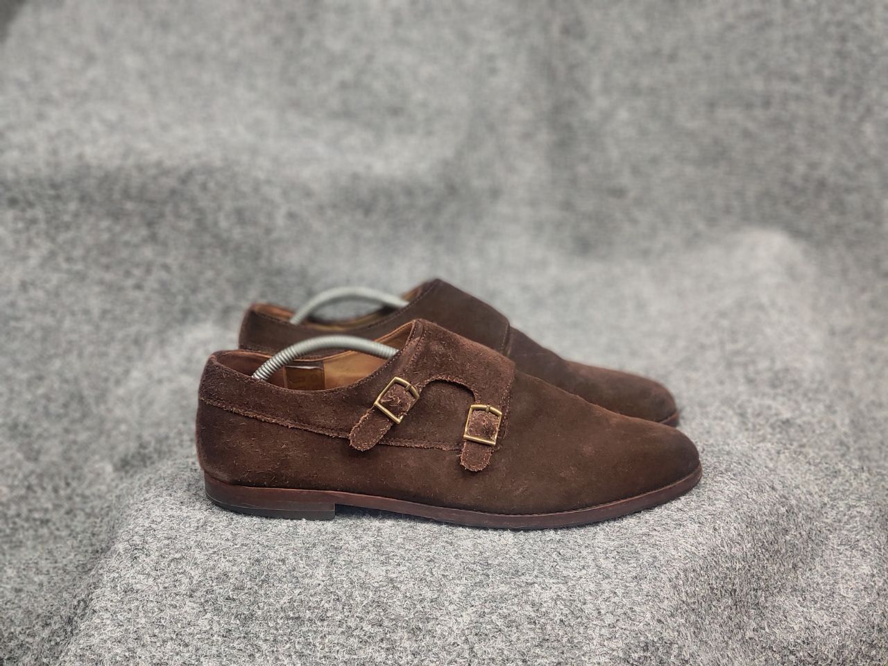 Vintage Gordon Bros Design Brown suede monk shoes with two straps Size US 12 / EU 45 - 1 Thumbnail