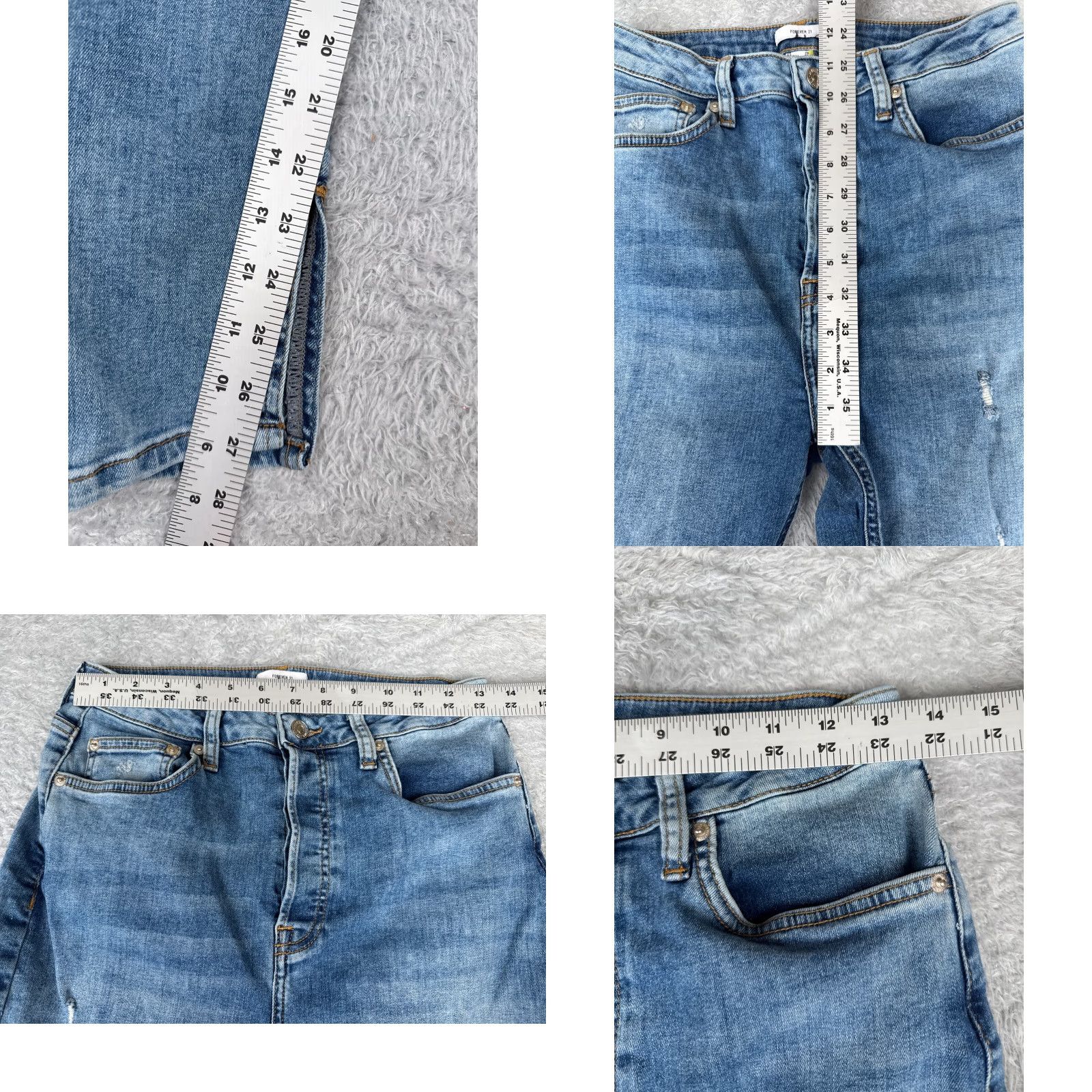 Forever 21 Forever 21 Jeans - Womens - Skinny - High Rise - Distressed Denim - Blue - 29 - 27x27 Inseam - Cotton Blend - Regular Fit - 5-Pocket - Medium Wash Size 29" - 8 Thumbnail