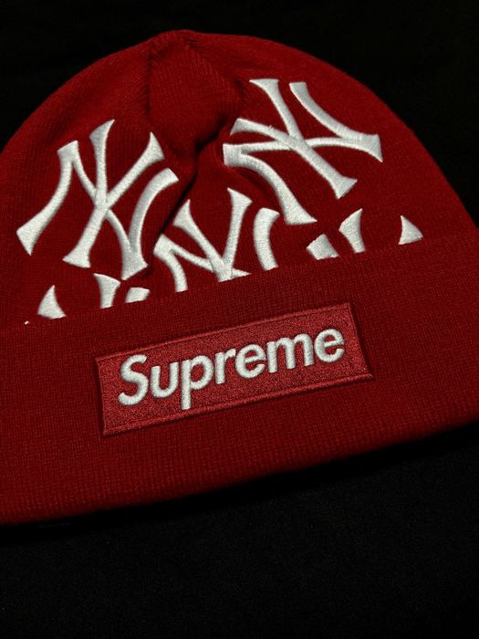 Supreme Rare Supreme New York Yankees New Era Box Logo Red Beanie | Grailed