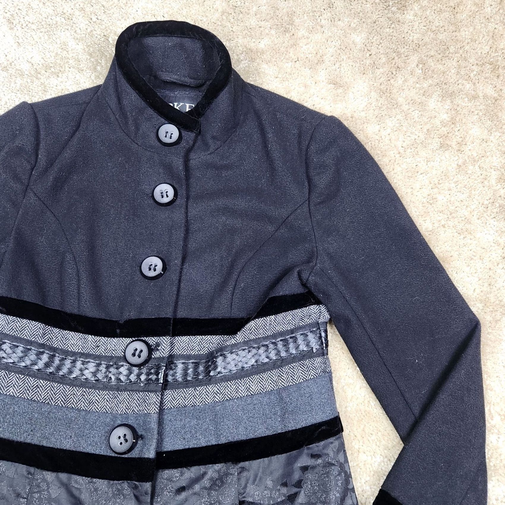 BKE BKE Wool Blend Aztec Tribal Coat Mid Size L Gray Western Overcoat 90s Size L / US 10 / IT 46 - 2 Thumbnail