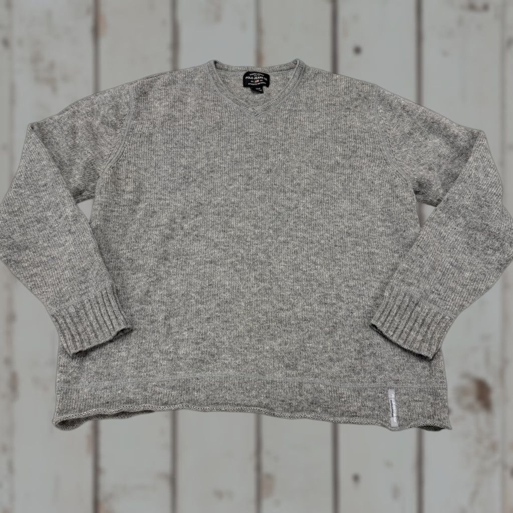 Polo Ralph Lauren Ralph Lauren Polo Jeans Sweater Mens XL Gray 100% Wool V-Neck Made In Japan Size US XL / EU 56 / 4 - 1 Thumbnail