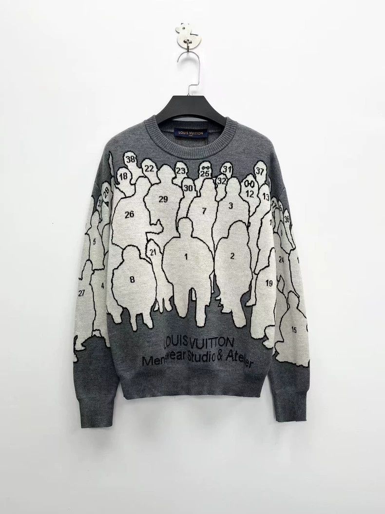 Louis Vuitton Louis Vuitton Gray Digital Portrait Sweater - dmc Size US S / EU 44-46 / 1 - 1 Thumbnail