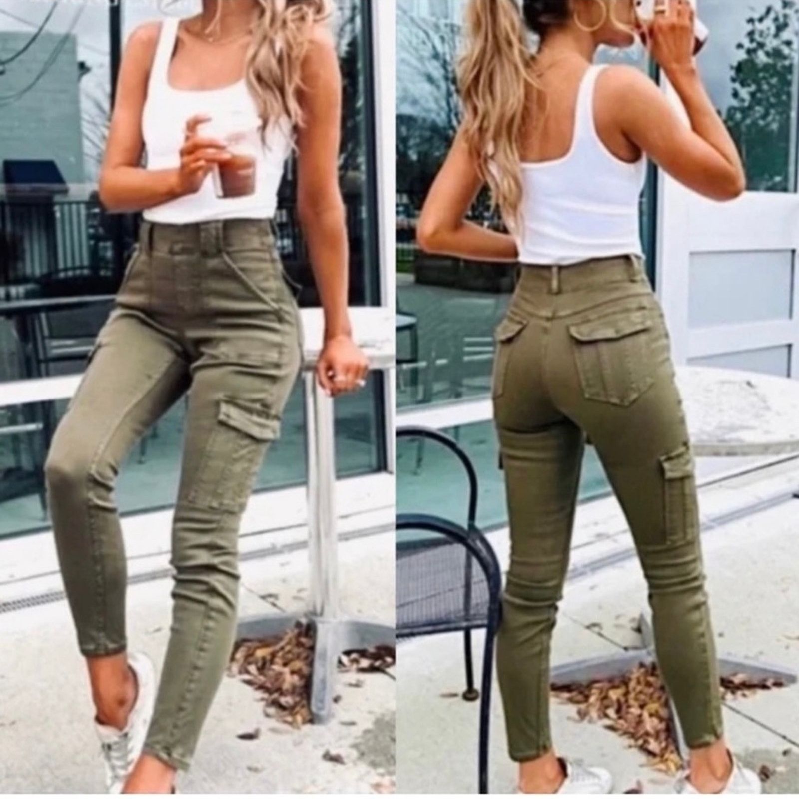 Spanx Spanx Stretch Twill Ankle Cargo Pants Sage Green NWT Sm Size 26" / US 2 / IT 38 - 1 Thumbnail