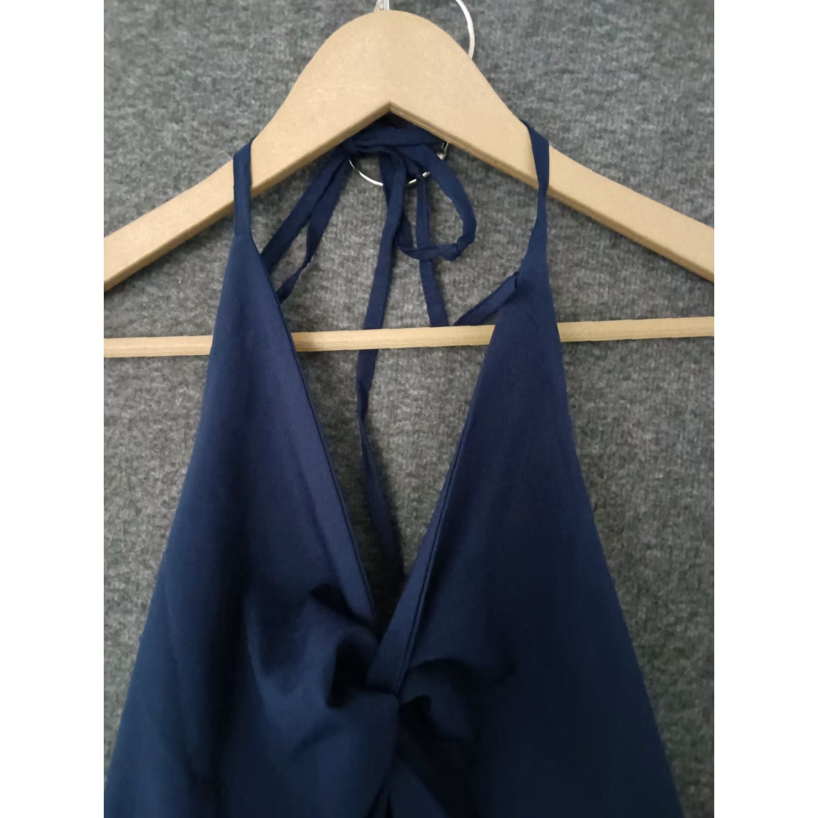 Vintage VINTAGE Women’s Sleeveless V-neck Maxi Dress Pleated Blue Size L Size L / US 10 / IT 46 - 3 Thumbnail