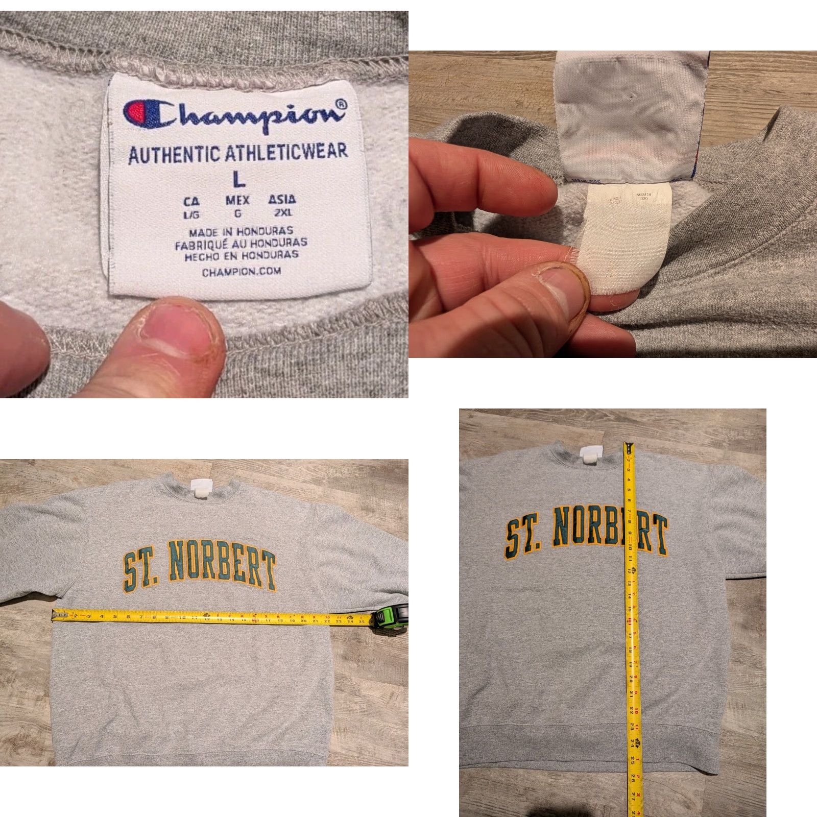 Champion VINTAGE Champion Sweatshirt Crewneck Unisex Adults Gray Large College St. Norbert Size US L / EU 52-54 / 3 - 8 Thumbnail