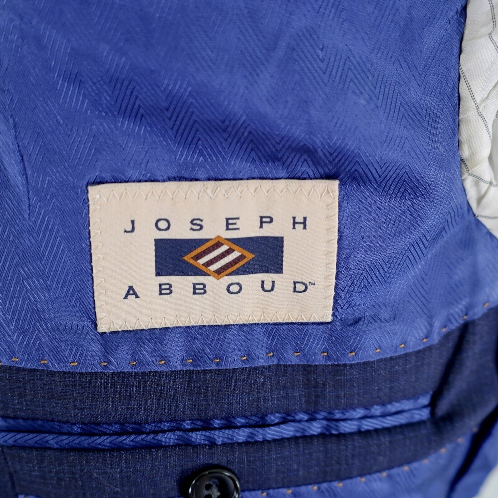 Joseph Abboud Joseph Abboud Reda Super 110s Wool Blue Check 40R 2 Button S Size 40R - 8 Thumbnail