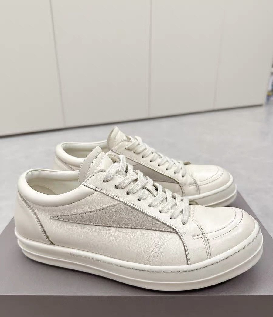 Rick Owens Rick Owens mainline white milk shiny low-top new model Size US 7 / EU 40 - 1 Thumbnail