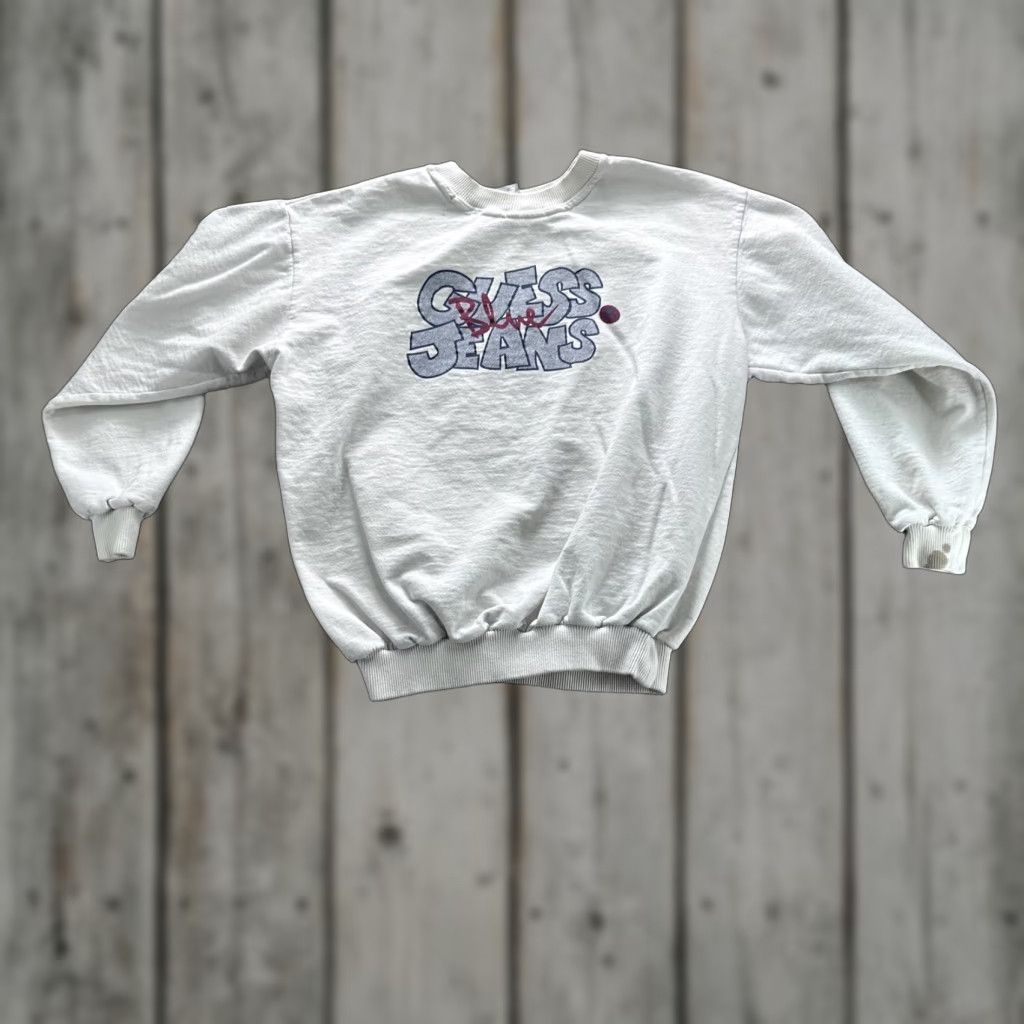 Guess VINTAGE GUESS Sweatshirt Mens Small White Graphic Crewneck Pullover 80s Size US S / EU 44-46 / 1 - 1 Thumbnail