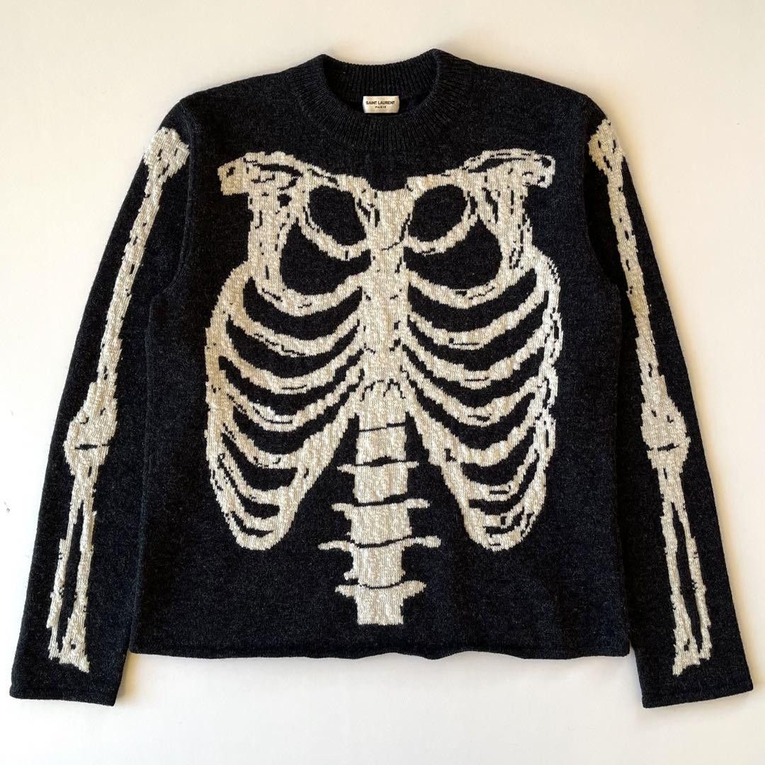 Saint Laurent Paris SAINT LAURENT 2018 Skeleton Knit Sweater Gray 