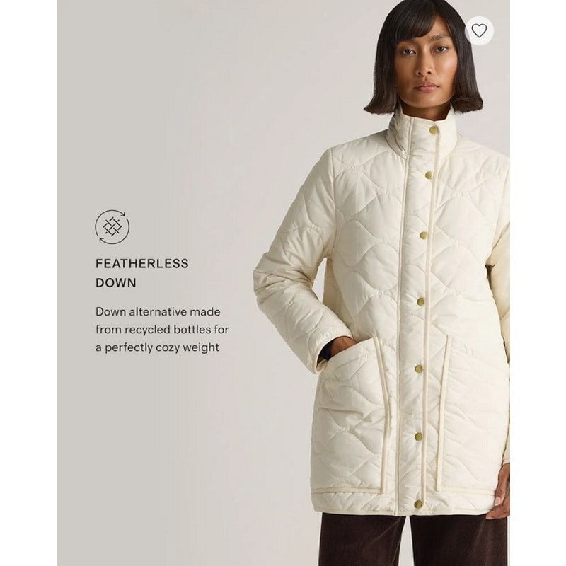 Quince Featherless Quilted Long Puffer Jacket Silk White Size S NWT Size L / US 10 / IT 46 - 1 Thumbnail