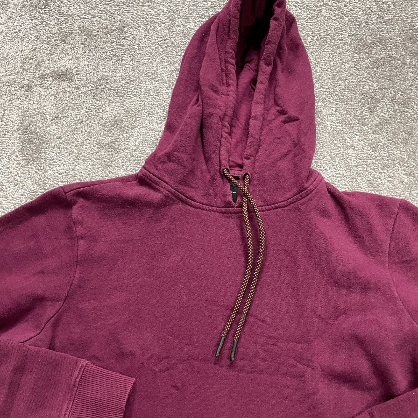 Cotton On Cotton On Pullover Hoodie Sweatshirt Unisex XS Maroon Fleece Drawstring Casual Hooded Pockets All Seasons Lightweight Breathable Zip Logo Size XS / US 0-2 / IT 36-38 - 3 Thumbnail