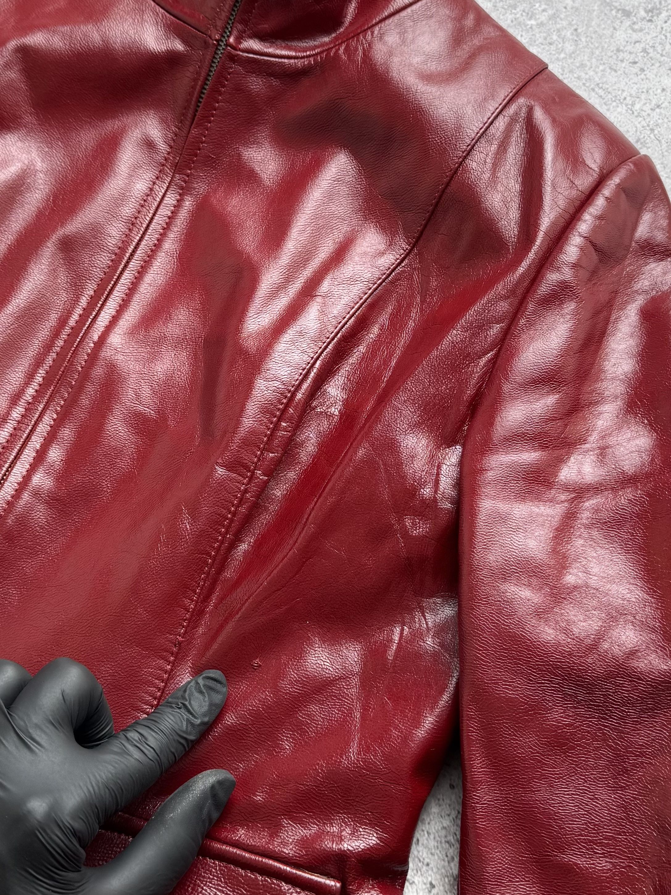 Vintage Vintage Red Genuine Leather Jacket Moto Biker Slim Fit Y2KE8 Size S / US 4 / IT 40 - 5 Thumbnail