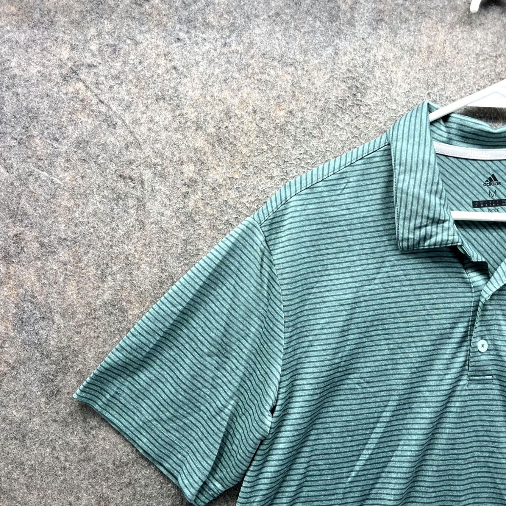 Adidas Adidas Golf Polo Shirt Mens Medium Green Stripe Performance Short Sleeve Polo Shirt Mens Golf Striped Green Size US M / EU 48-50 / 2 - 7 Thumbnail