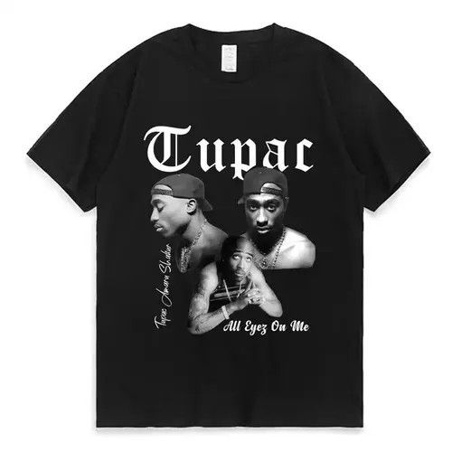 image of Vintage Rapper 2Pac Graphic T Shirt in Black, Men's (Size Medium)