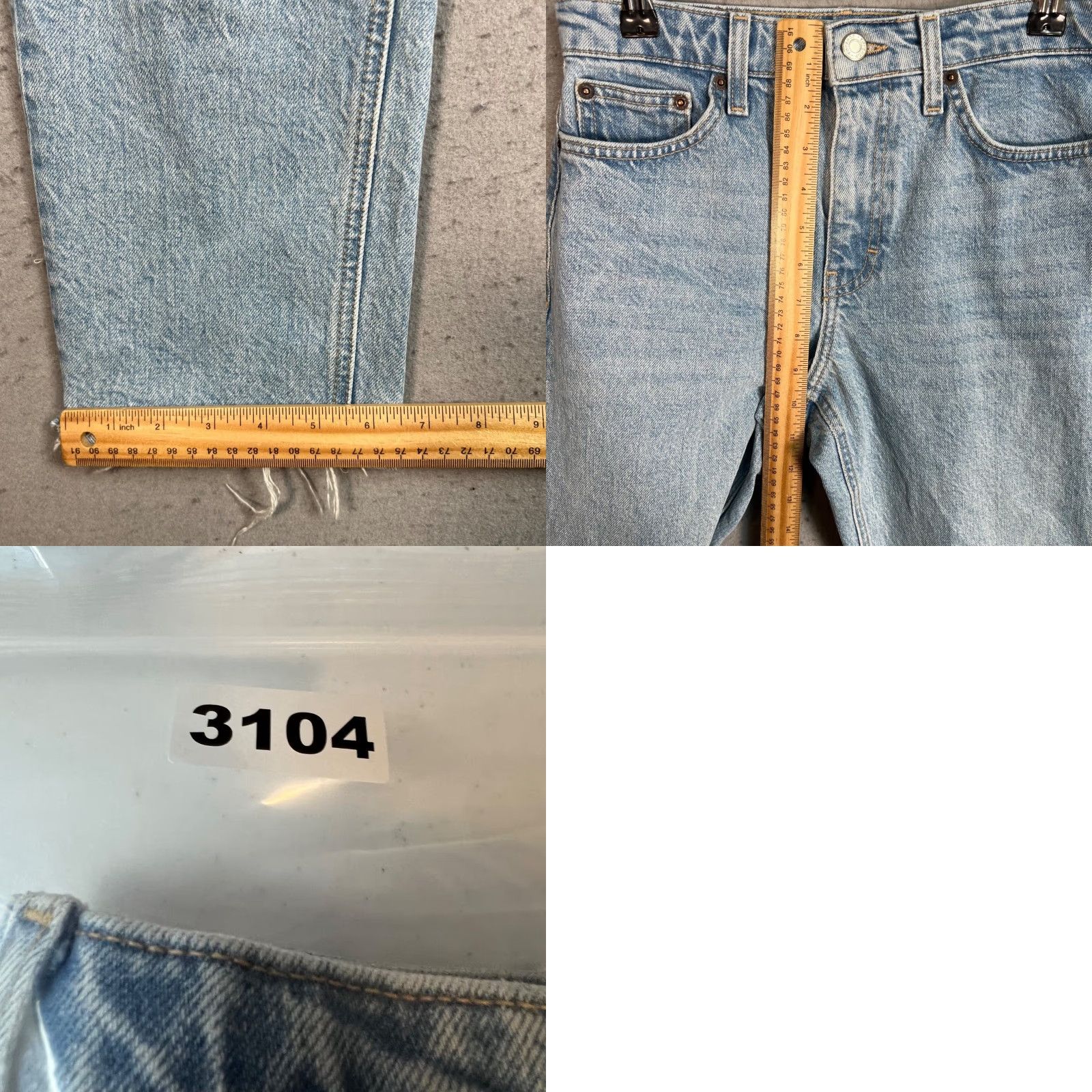 Topshop Topshop Womens Jeans Straight High-Waisted 25 Light Wash Denim Raw Hem Blue Size 42" / US 20 - 8 Thumbnail