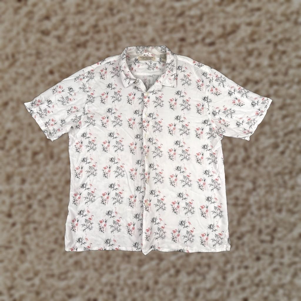 Gloverall VINTAGE Island Republic Shirt Men 2XL White Flamingo All Over Print Button Up Rayon Size US XXL / EU 58 / 5 - 1 Thumbnail
