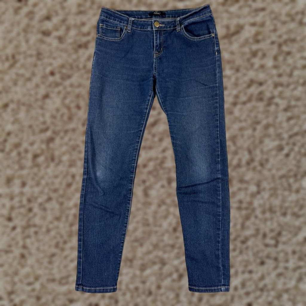 Forever 21 FOREVER 21 Denim Jeans - Blue Dark Wash - Women’s Skinny Fit 30 Inseam 27" Zip Fly 5-Pocket Cotton Blend Size 30" / US 8 / IT 44 - 1 Thumbnail