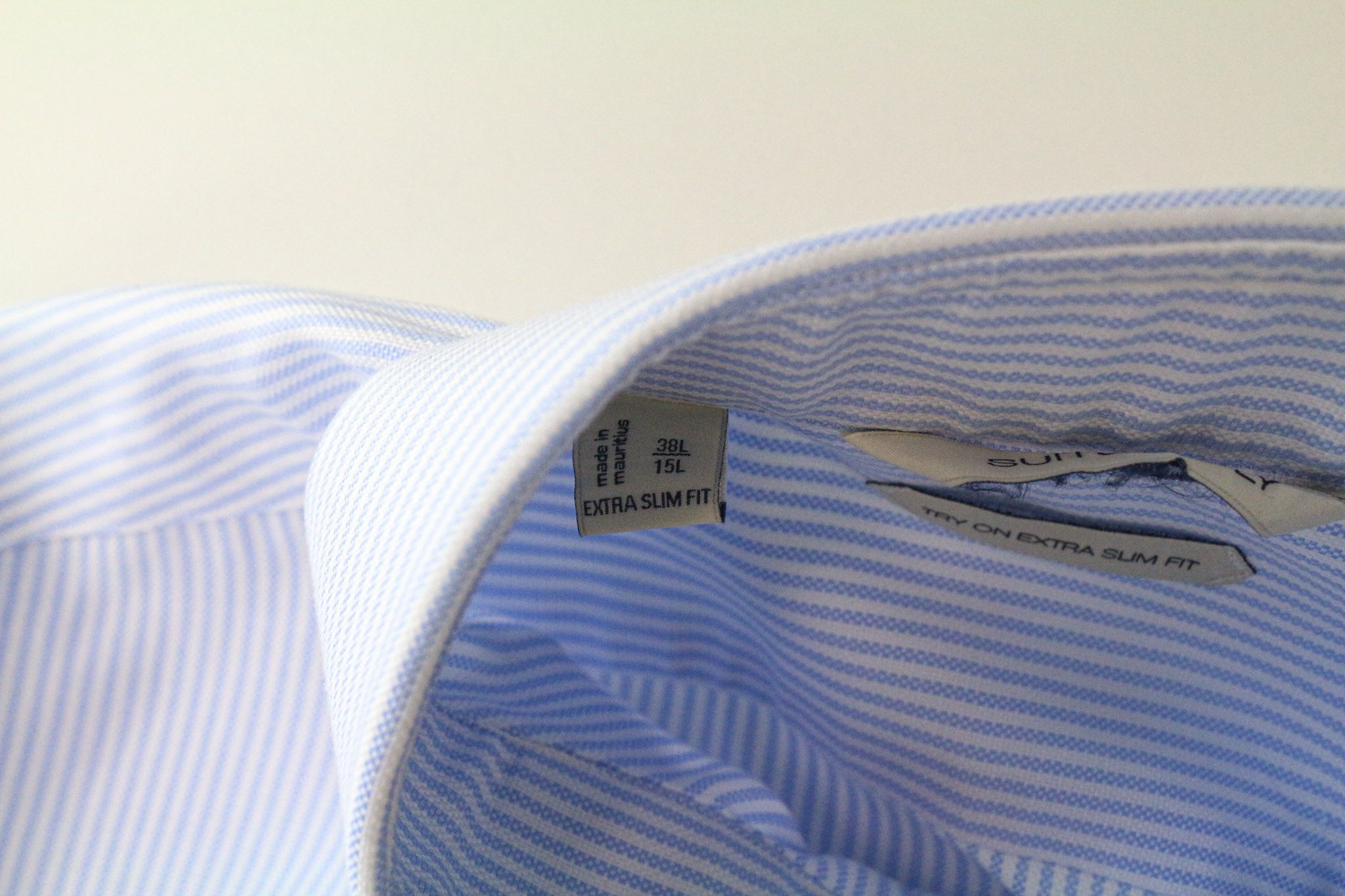 Suitsupply 38L/15L Extra Slim Blue Cotton Striped Shirt 79069 Size 38L - 5 Thumbnail