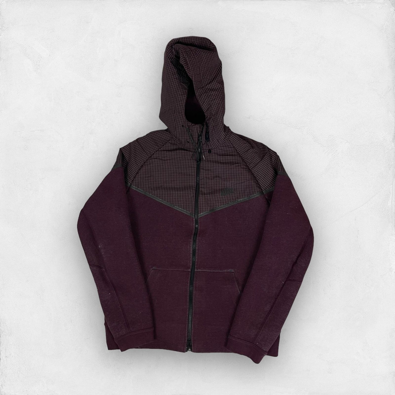 Nike Nike Tech Men's Burgundy Cotton Full Zip Windrunner Hoodie M Size US M / EU 48-50 / 2 - 1 Thumbnail
