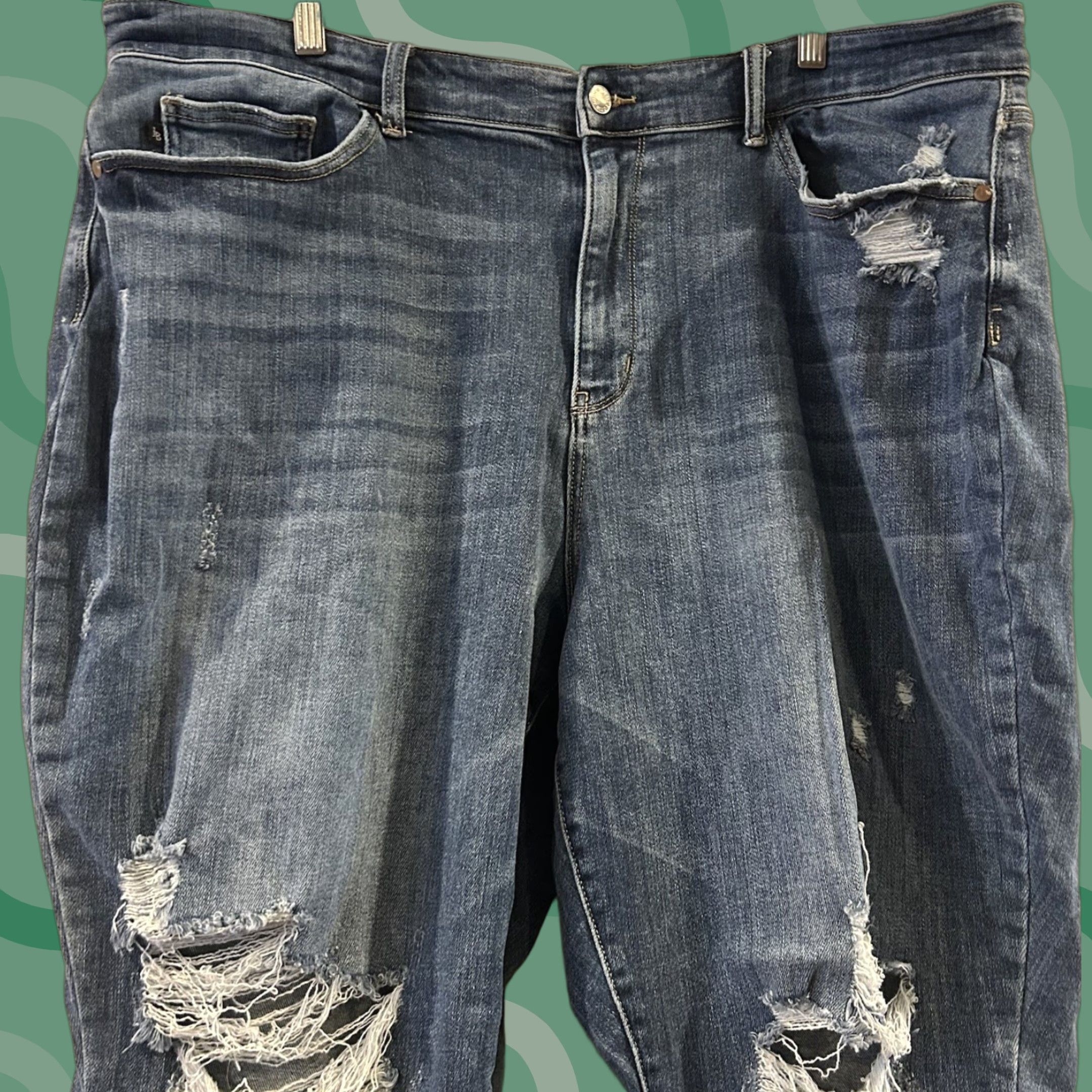 Vintage Judy Blue Jeans Womens 24W Distressed High Rise Straight Fit Stretch Jeans Size 42" / US 20 - 1 Thumbnail