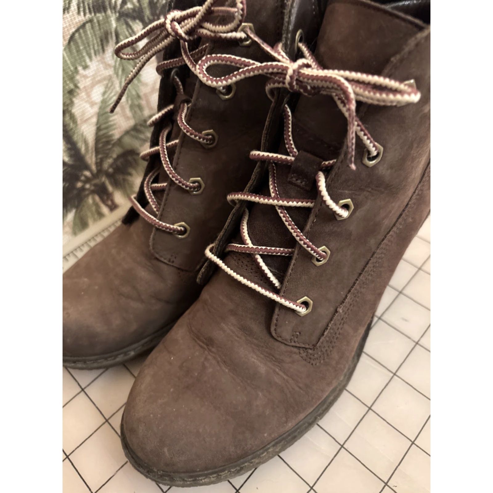 Timberland Earthkeepers Amston Brown Leather Wedge Boots Women's