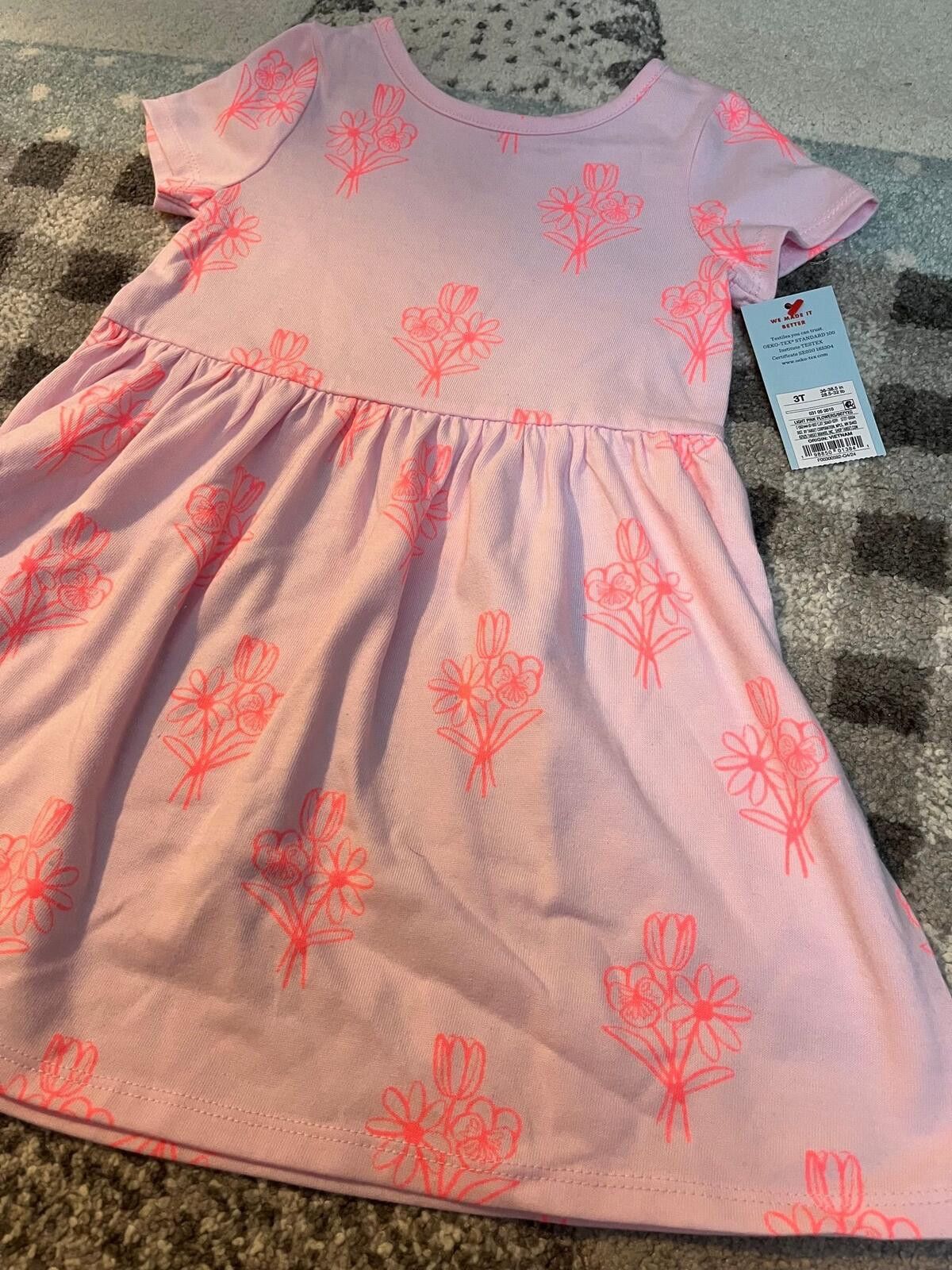 Other Girls 3T Pink Floral Dress NWT Short Sleeve Flowy Size ONE SIZE - 2 Thumbnail