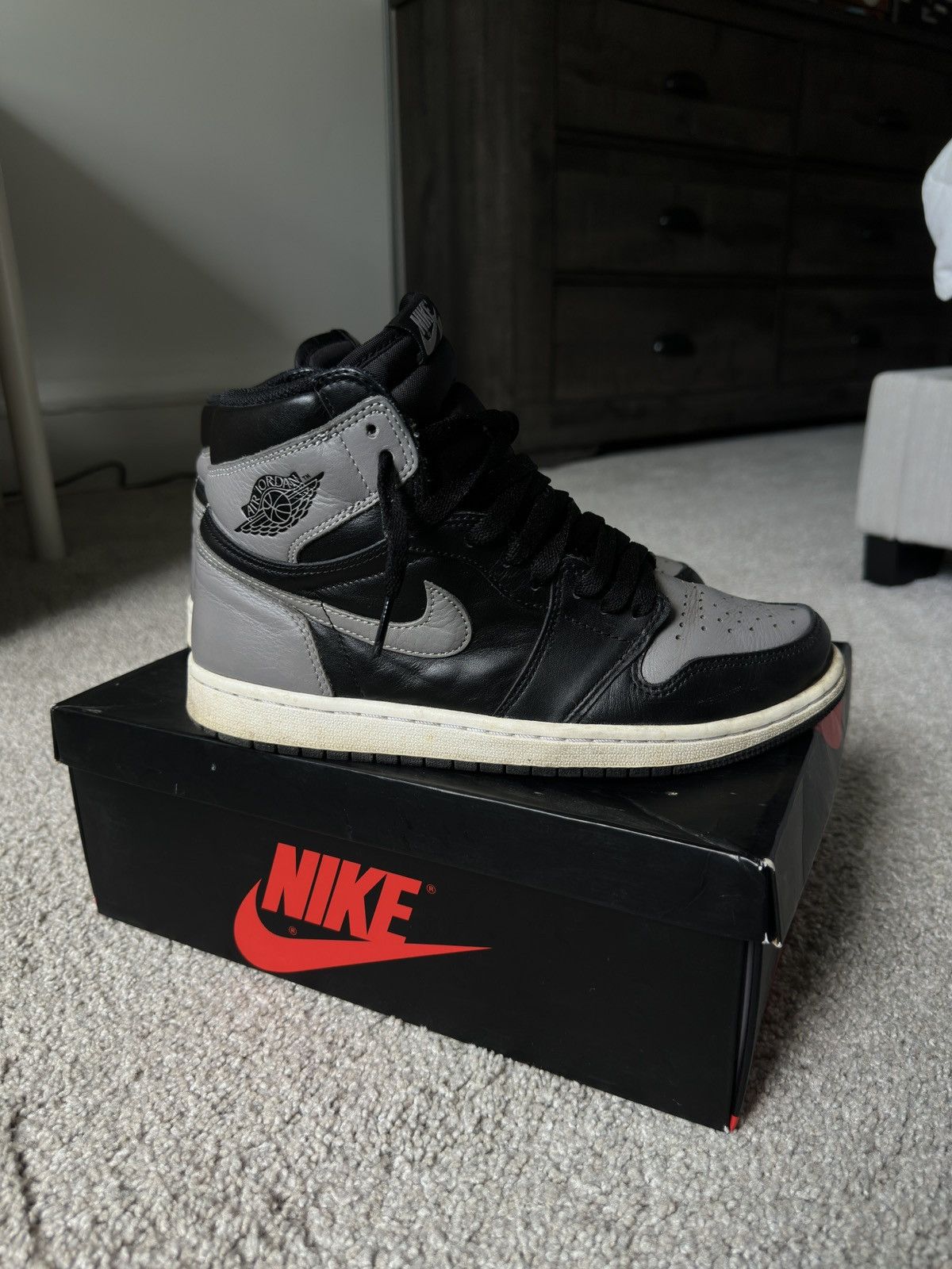 image of Nike Air Jordan 1 Shadow (2018) Shoes in Black, Men's