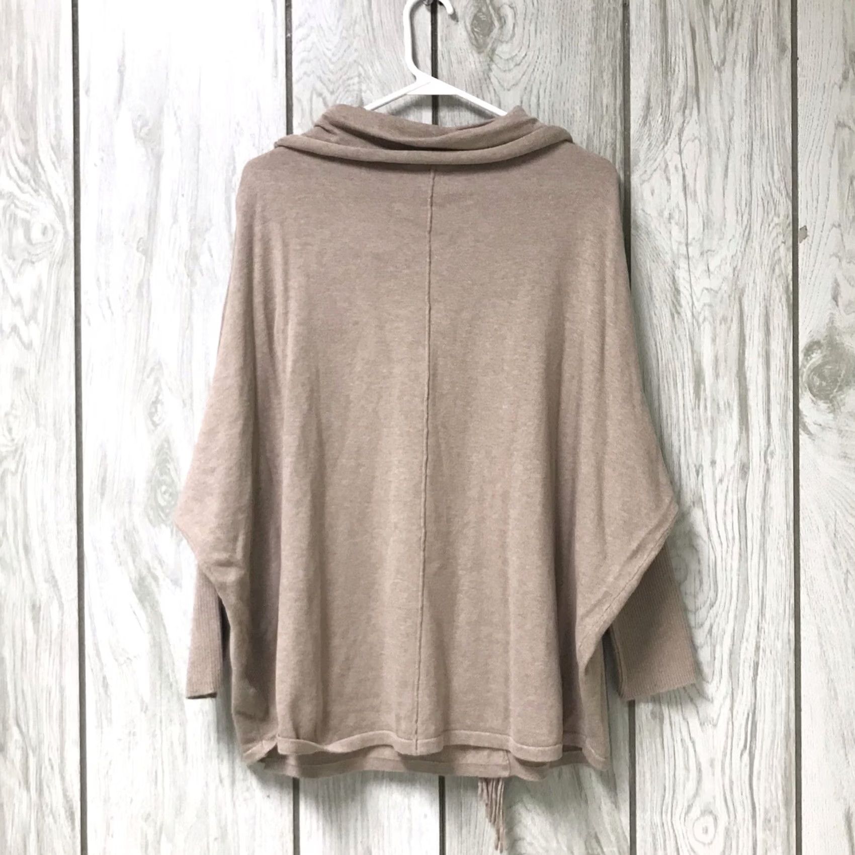 Vintage Marble Women Beige Asymmetrical Fringe Cowl Neck Knit Jumper/Sweater XL Size XL / US 12-14 / IT 48-50 - 2 Thumbnail