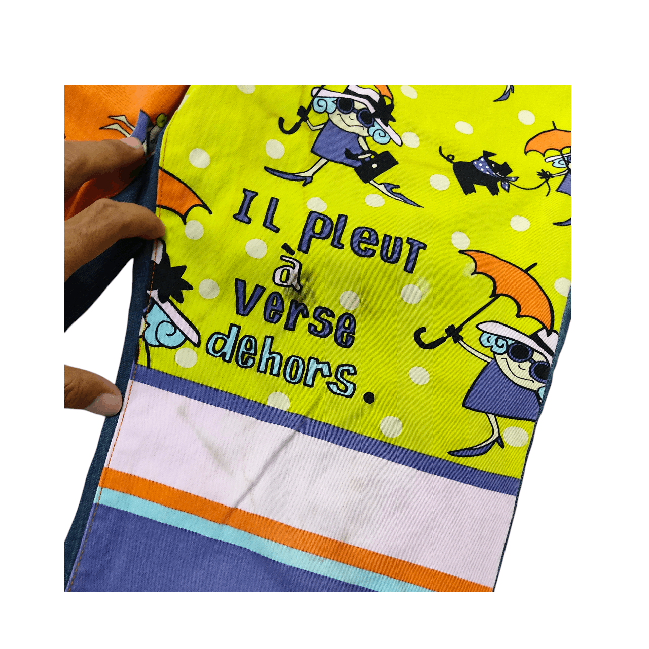 Japanese Brand OLLEBOREBLA AOP Cartoons Front Printed Denim Pants Size 32" / US 10 / IT 46 - 6 Thumbnail