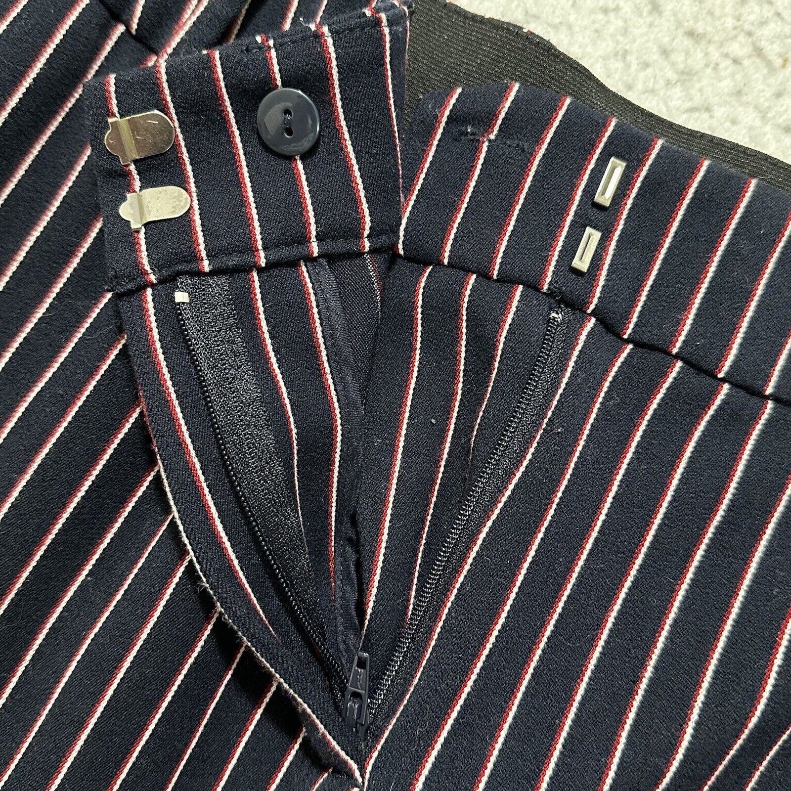Other Lane Bryant 18 Flat Front Soft Knit Pants Navy Blue Striped Size 40" / US 18 - 5 Thumbnail