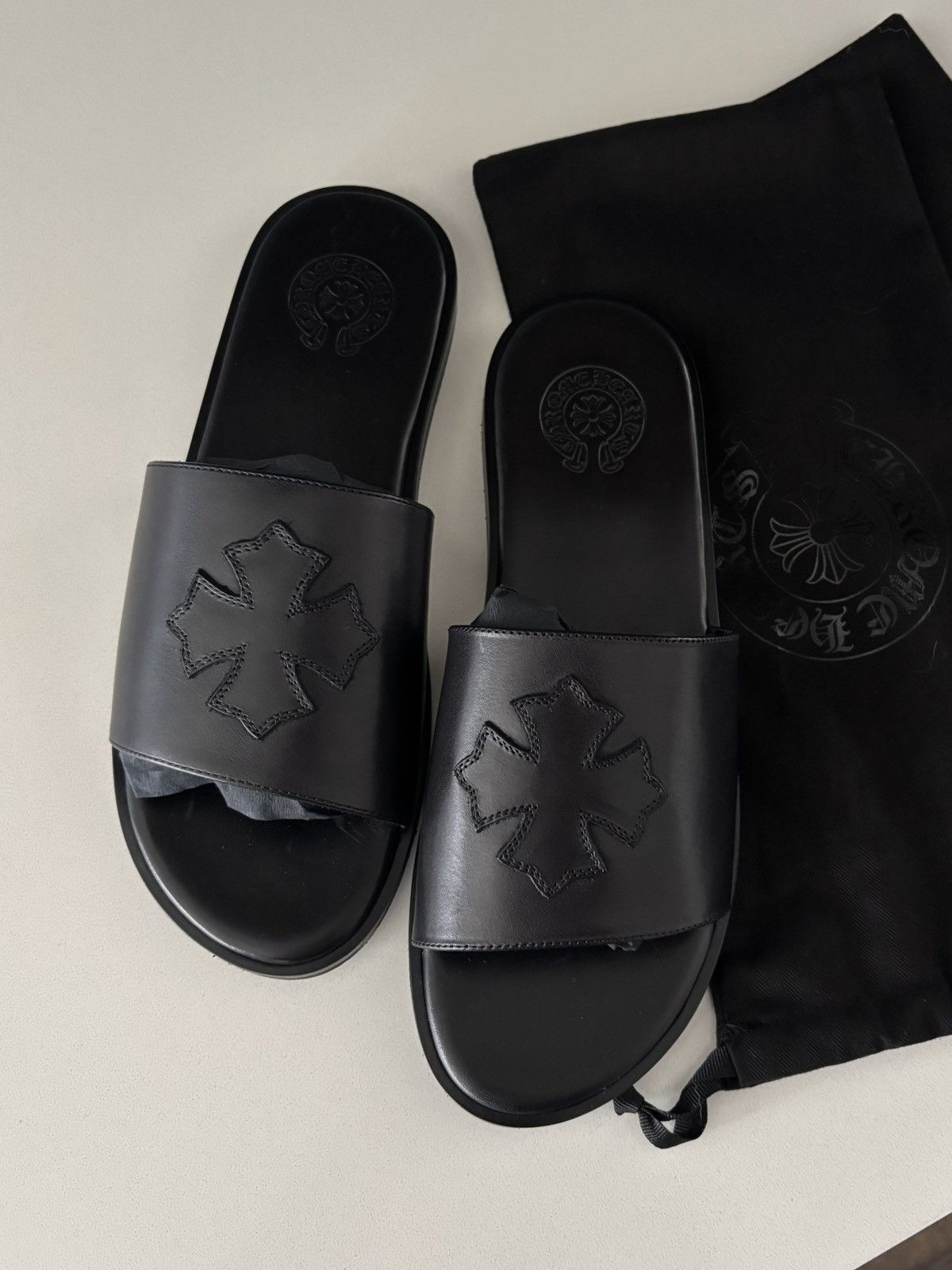 Chrome Hearts Chrome Hearts Leather Plus Patch Slides Brand New Size US 10.5 / EU 43-44 - 2 Thumbnail