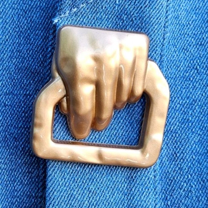 Other Oops Blue Cropped Denim Jacket Sculptural Gold Buttons Size Size S / US 4 / IT 40 - 3 Thumbnail