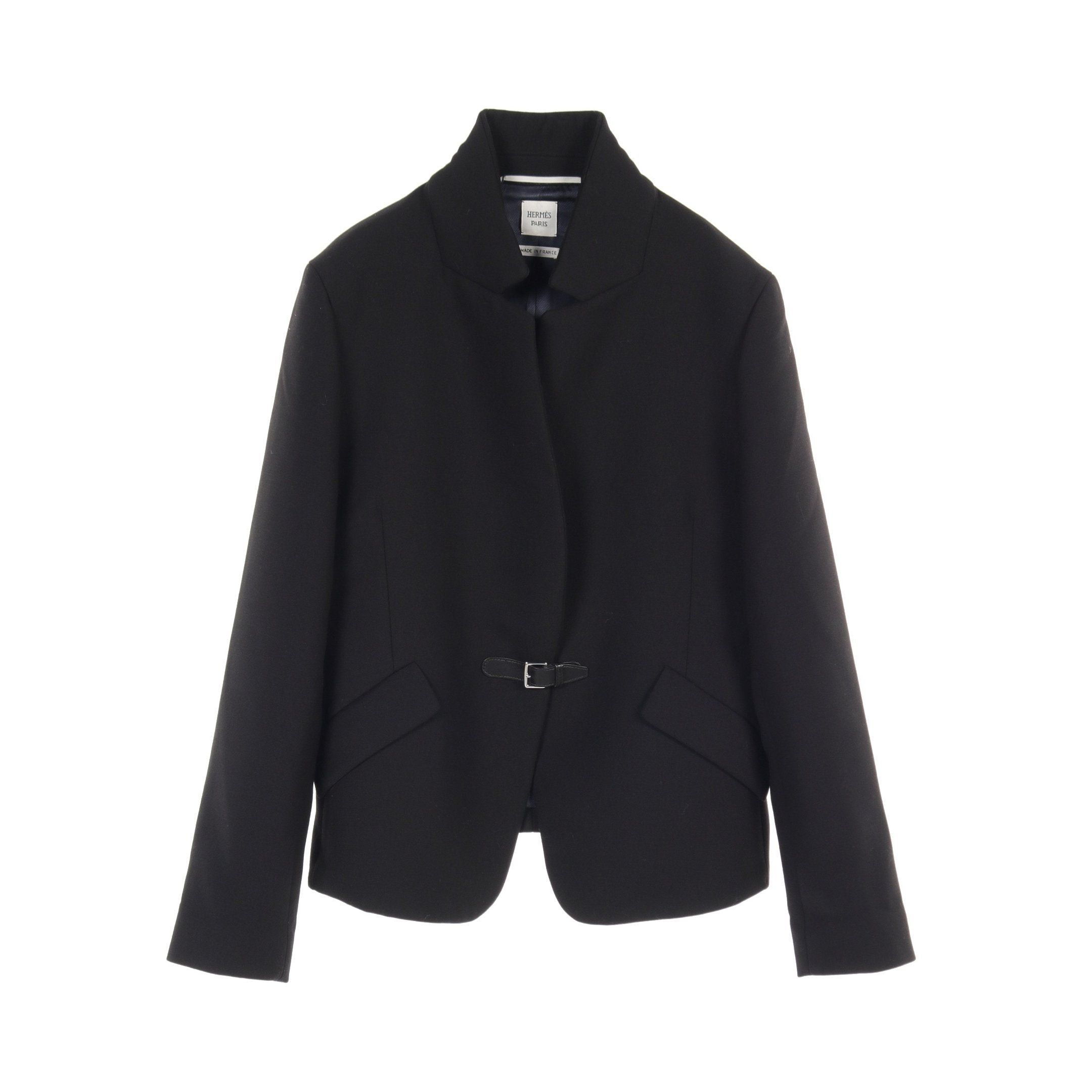 Hermes Hermes Jacket Wool Leather Black Size ONE SIZE - 1 Thumbnail