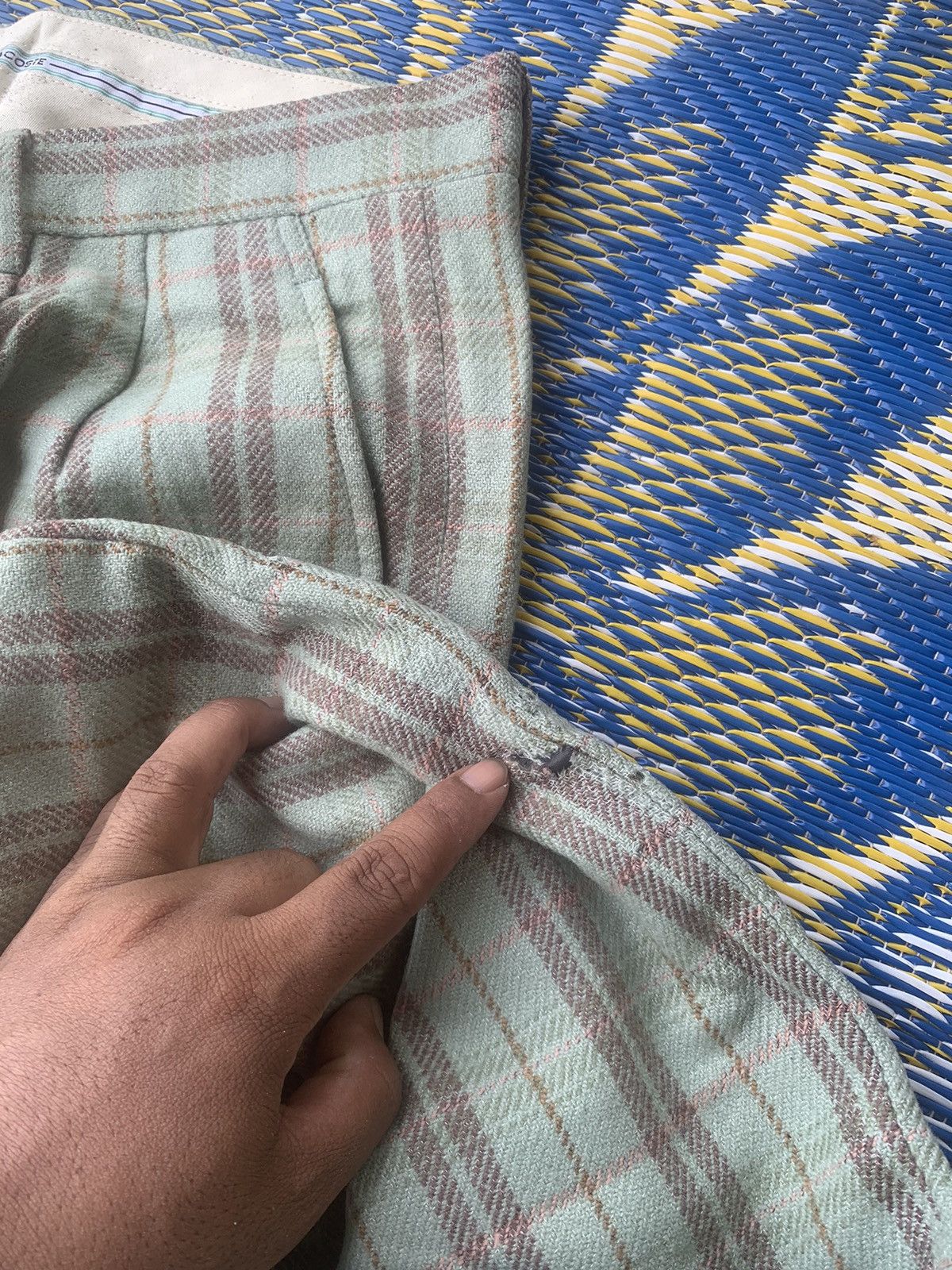 Lacoste Vintage 80s Tartan Casual Pants Chemise Lacoste Size US 33 - 17 Thumbnail