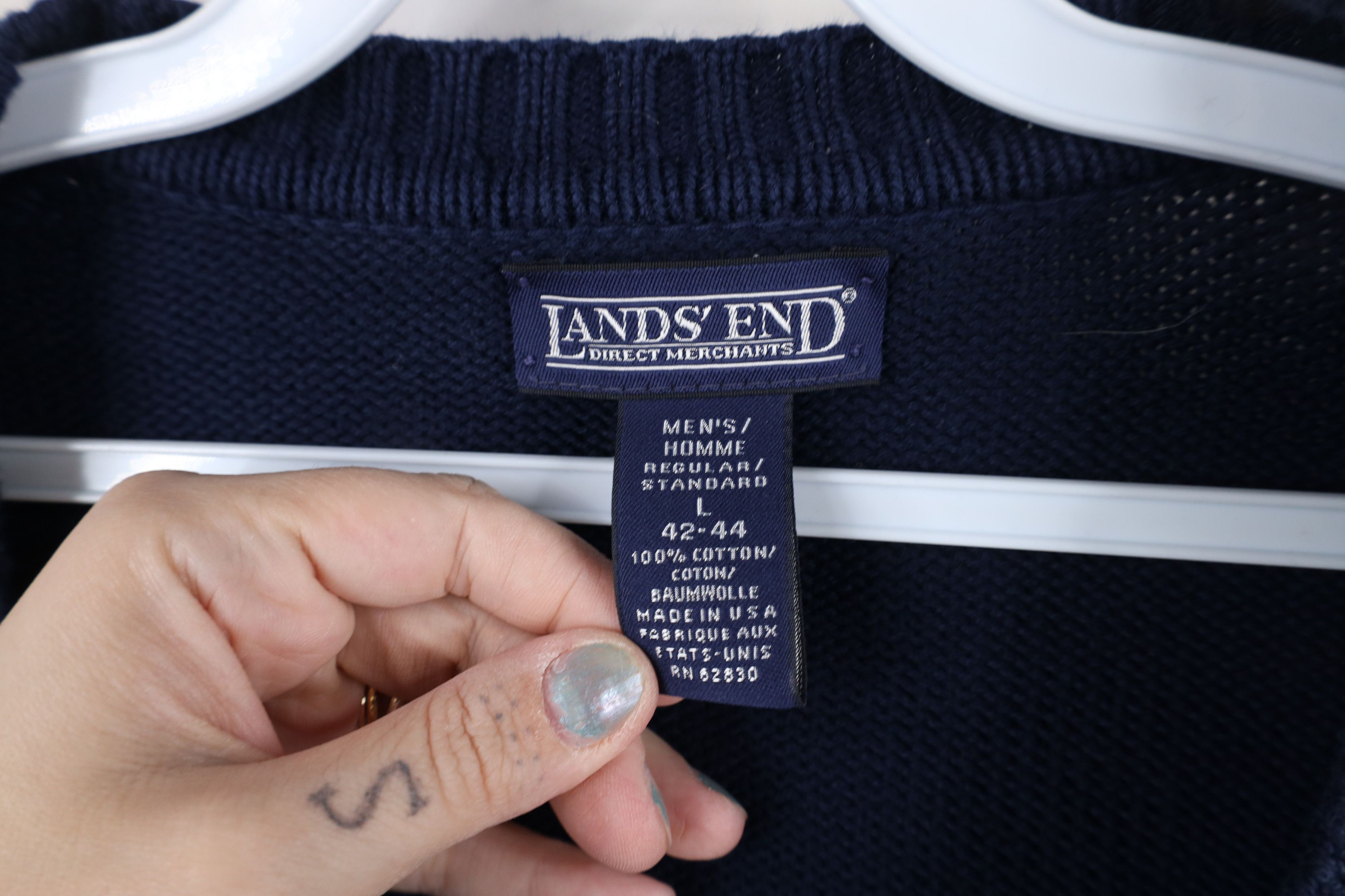 Lands' End × Vintage Vintage 90s Lands End Oversized Cotton Knit Sweater USA Size US L / EU 52-54 / 3 - 7 Thumbnail