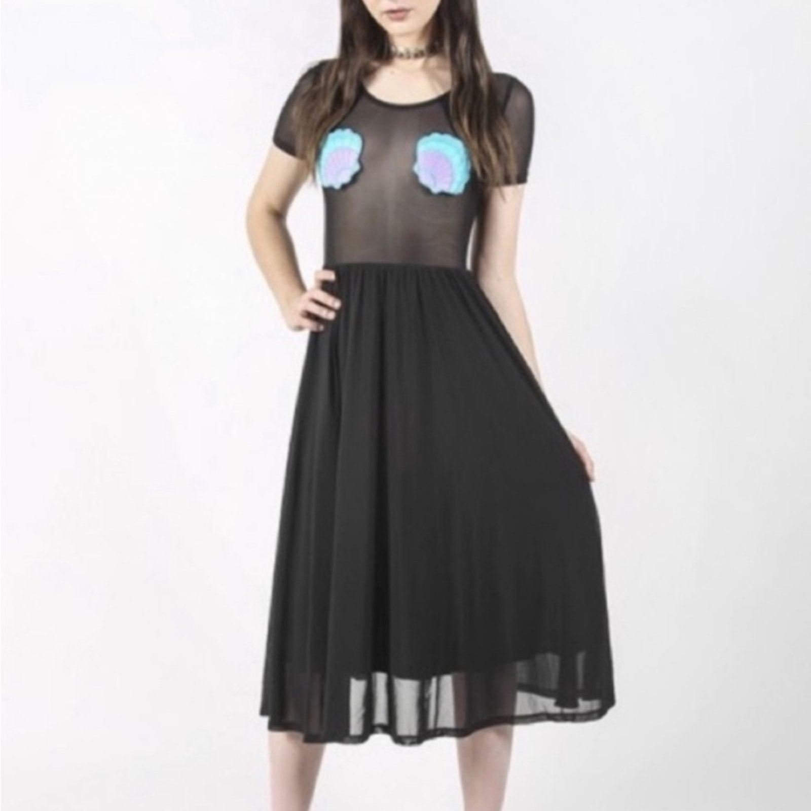 Iron Fist NEW! Iron Fist Mermaid For Life Sheer Black Midi Dress L Size L / US 10 / IT 46 - 9 Thumbnail