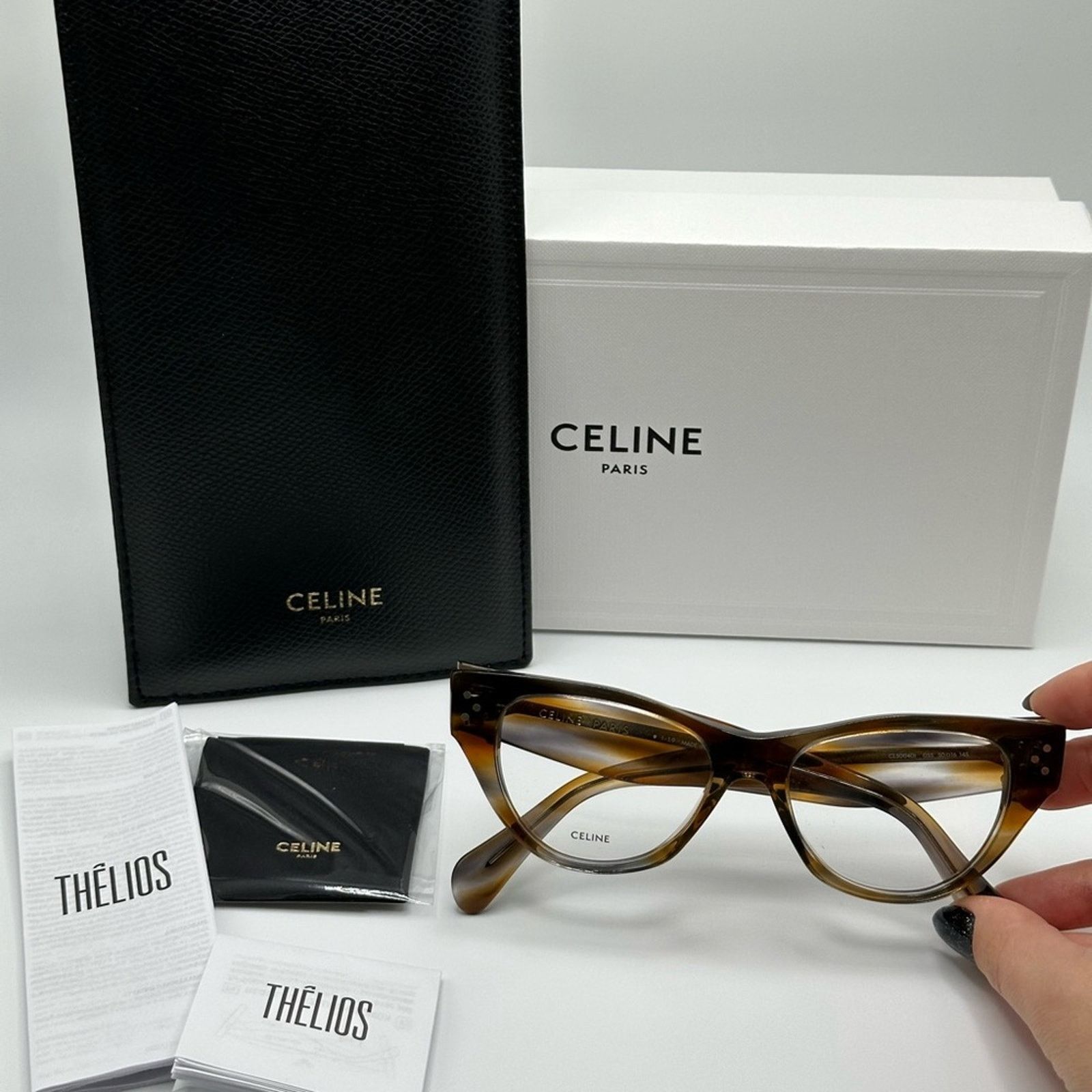 Celine NEW Celine Eyeglasses CL50040I 55 Striped Brown Grey Women Size ONE SIZE - 7 Thumbnail