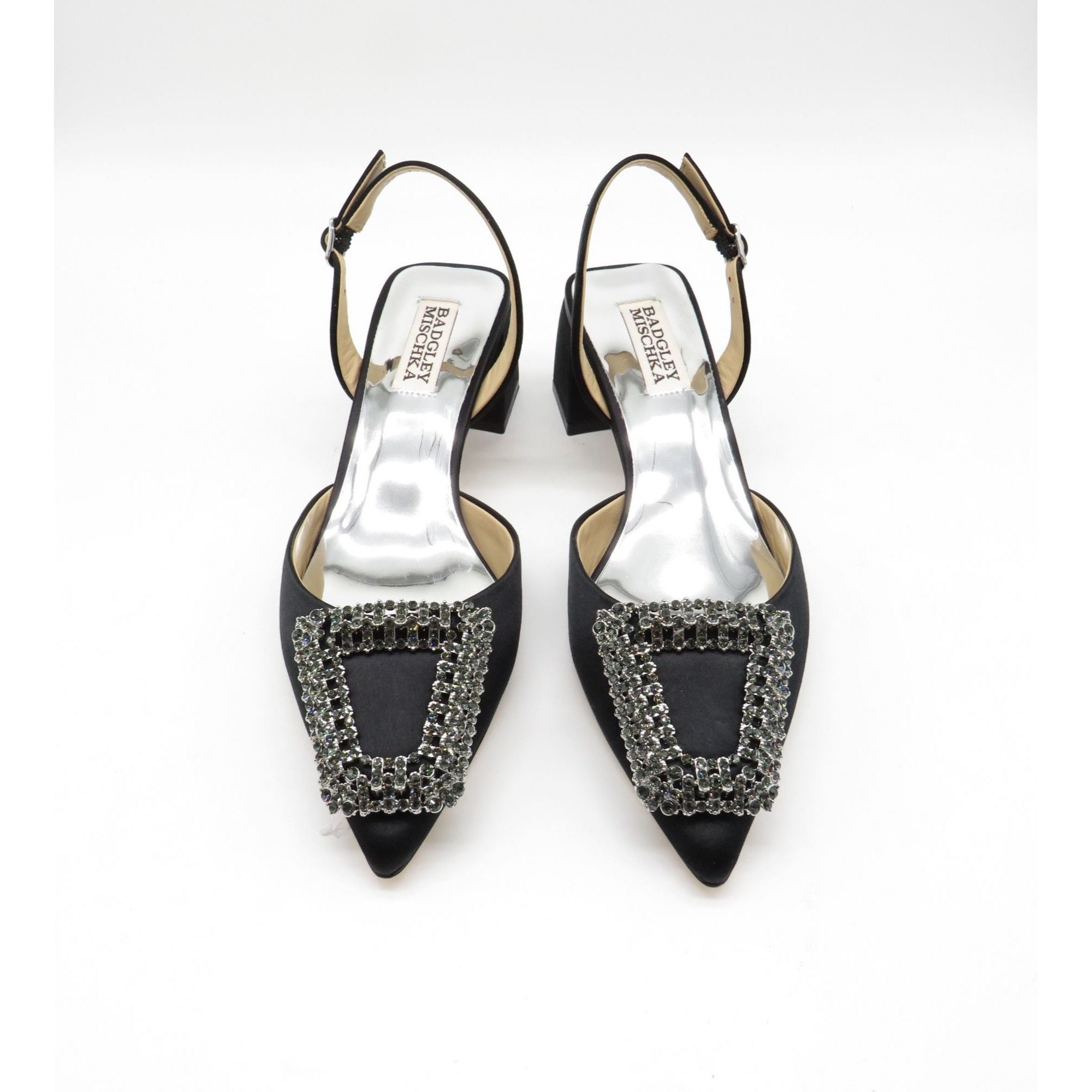 Badgley Mischka Badgley Mischka Women's Emmie Black Slingback Pumps Block He Size US 6 / IT 36 - 3 Thumbnail