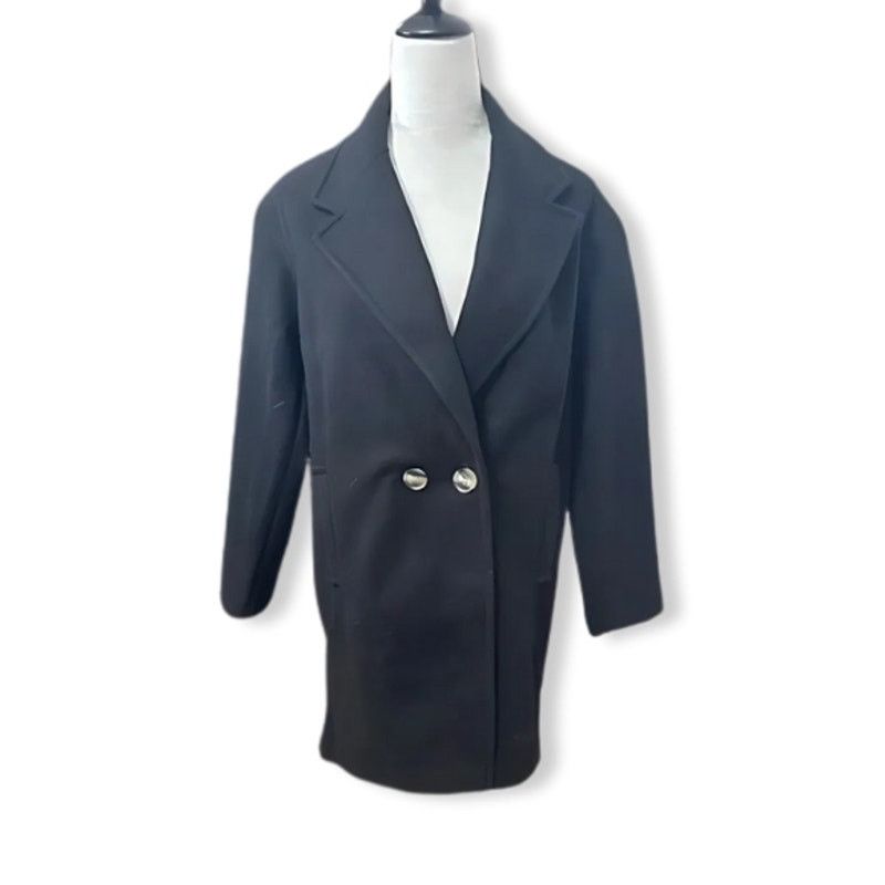 Topshop Topshop Midi Pea Coat Double Notched Lapel Black Women's 2 Size XS / US 0-2 / IT 36-38 - 1 Thumbnail
