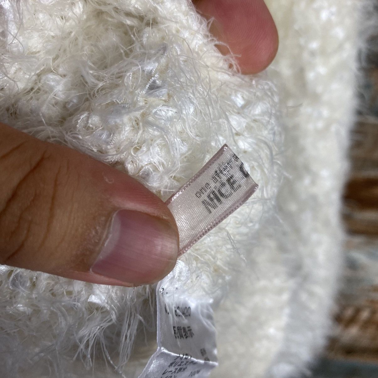 Homespun Knitwear DL Nice Claup White Mohair fur crochet Knitwear #C1102 Size S / US 4 / IT 40 - 10 Thumbnail