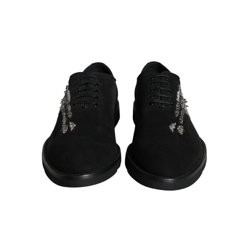 Dolce & Gabbana Dolce & Gabbana Black Suede Sicilia Lace Up Formal Shoes Size US 8 / EU 41 - 2 Thumbnail